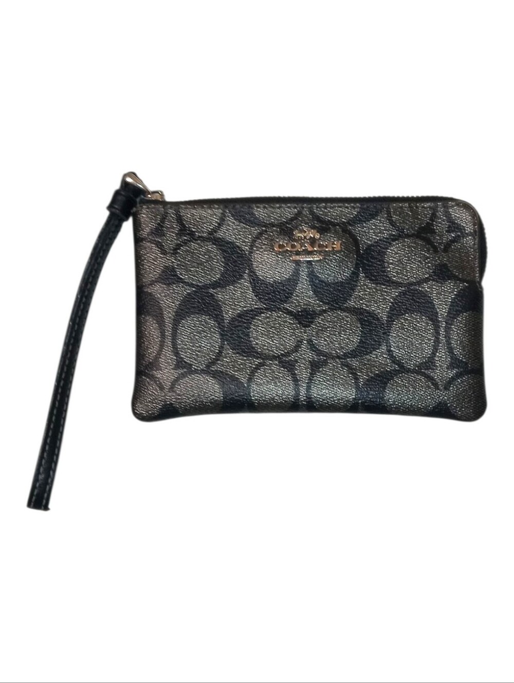 Coach Gunmetal Gray & Black Signature Wristlet